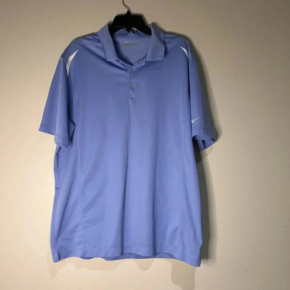 Nike Golf Dri Fit XL Light Blue White Accents Collared‎ Polo Short Sleeve - Picture 1 of 2